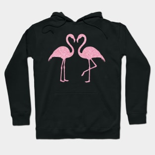 Light Pink Faux Glitter Flamingos Silhouette Hoodie